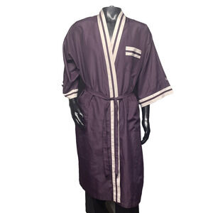 Vtg Christian Dior Monsieur Eggplant Adult Robe Belt One Sz 3/4 Slv Loungewear
